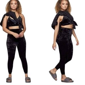 NWT Good American Elegant Crushed Black Velvet Pants sz XXL